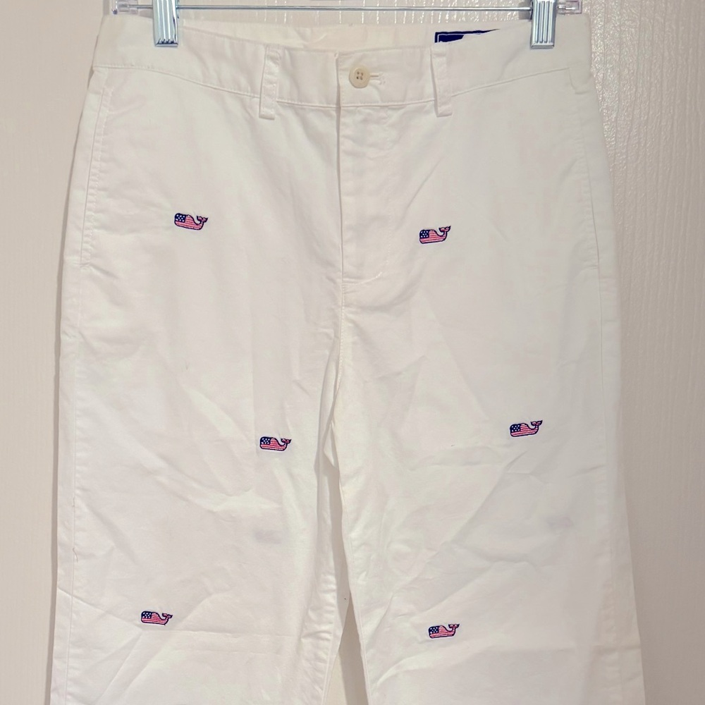 Vineyard Vines Stars and Stripes whale white pant!
